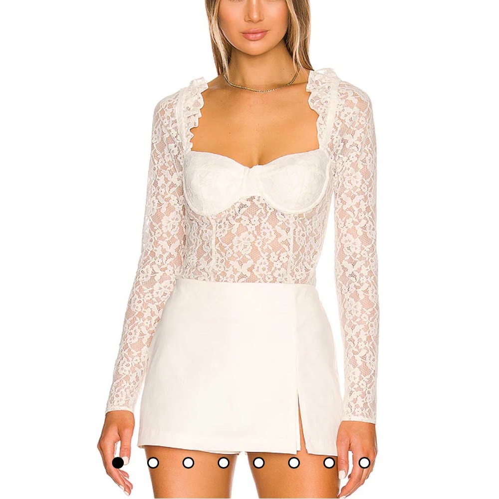 NEW NWT LPA Sandra Top in Sheer White Lace